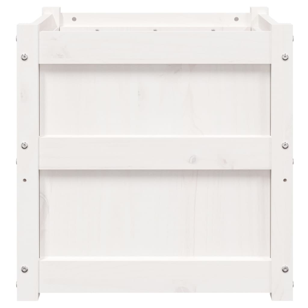 Utendørs Blomsterkasse Plantekasse Tre Hvit 50x50x50 cm heltre furu