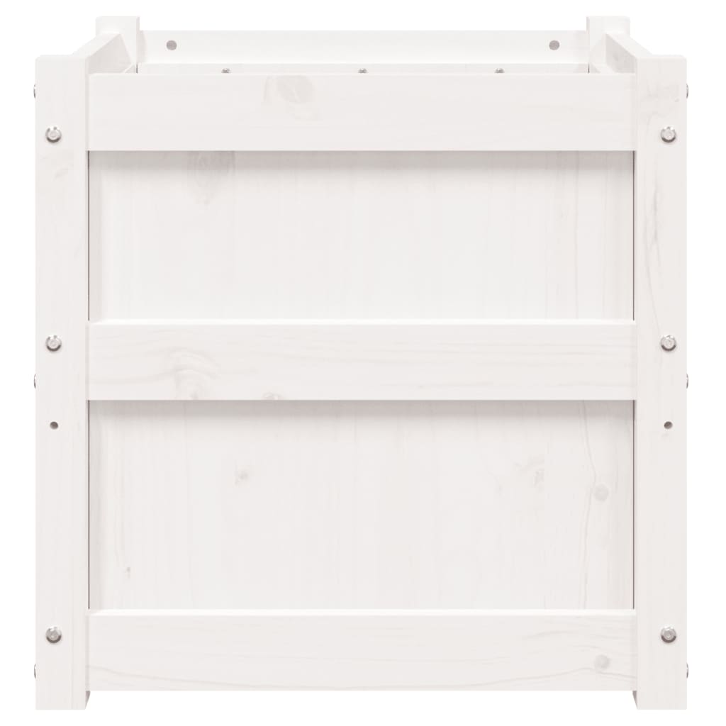 Utendørs Blomsterkasse Plantekasse Tre Hvit 50x50x50 cm heltre furu