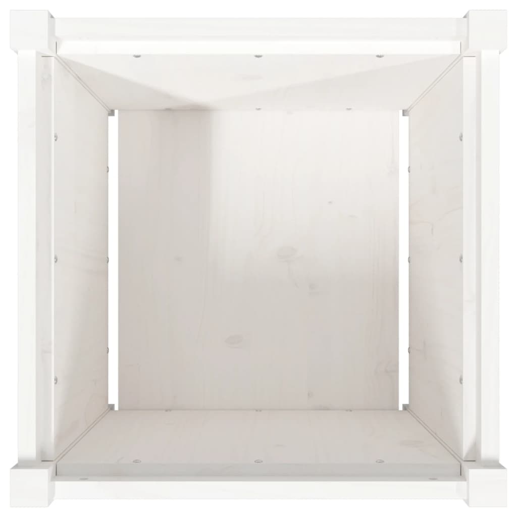 Utendørs Blomsterkasse Plantekasse Tre Hvit 50x50x50 cm heltre furu