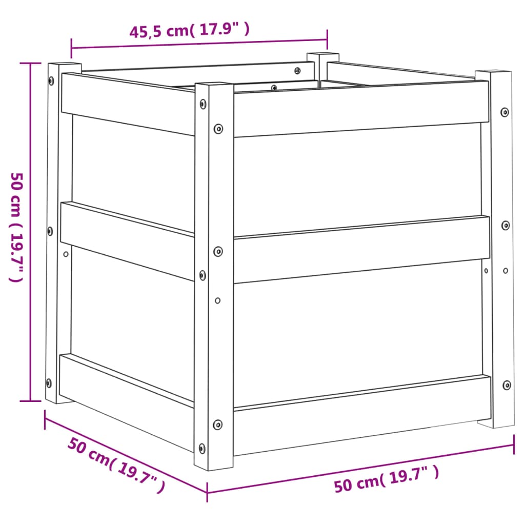 Utendørs Blomsterkasse Plantekasse Tre Hvit 50x50x50 cm heltre furu