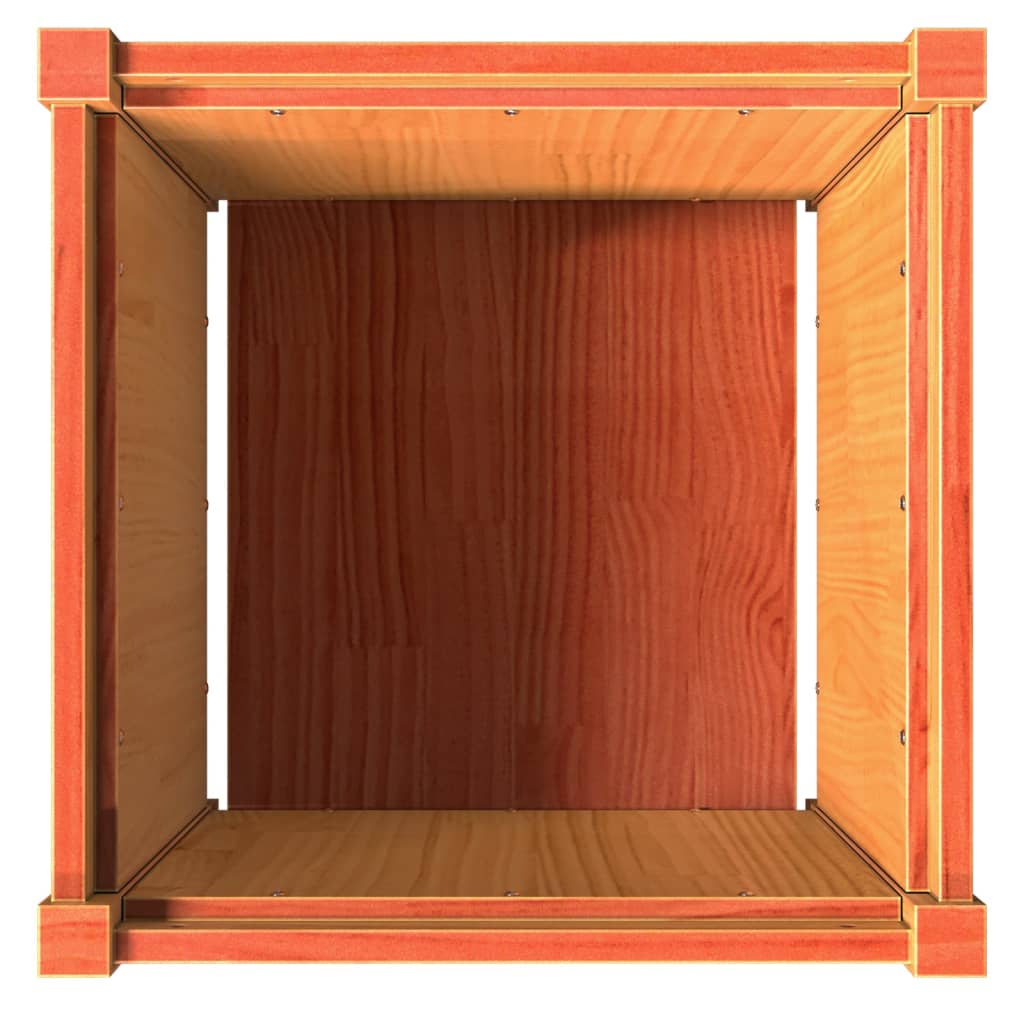 Utendørs Blomsterkasse Plantekasse Tre voksbrun 50x50x50 cm heltre furu