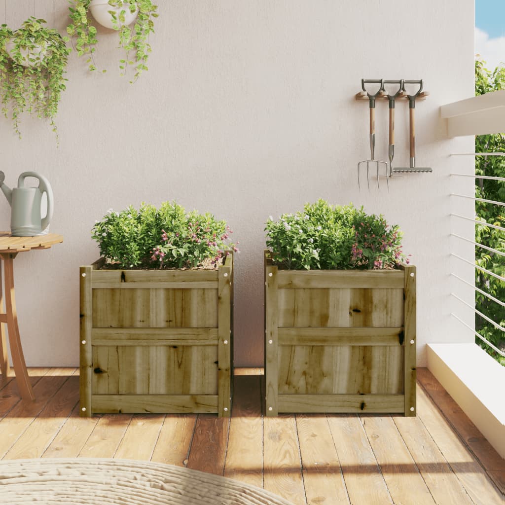 Utendørs Blomsterkasse Plantekasser Tre 2 stk impregnert furu