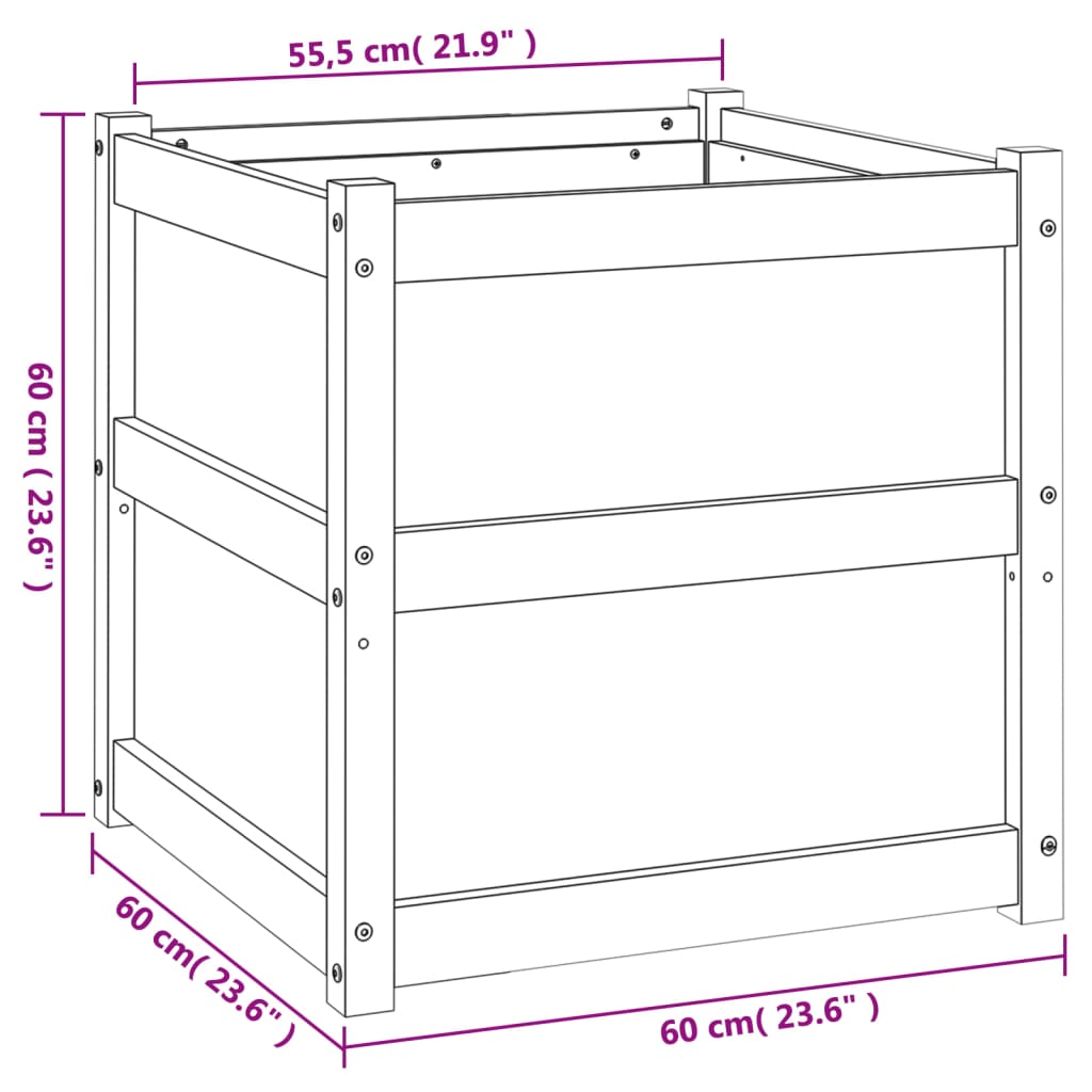 Utendørs Blomsterkasse Plantekasse Tre 60x60x60 cm heltre douglasgran