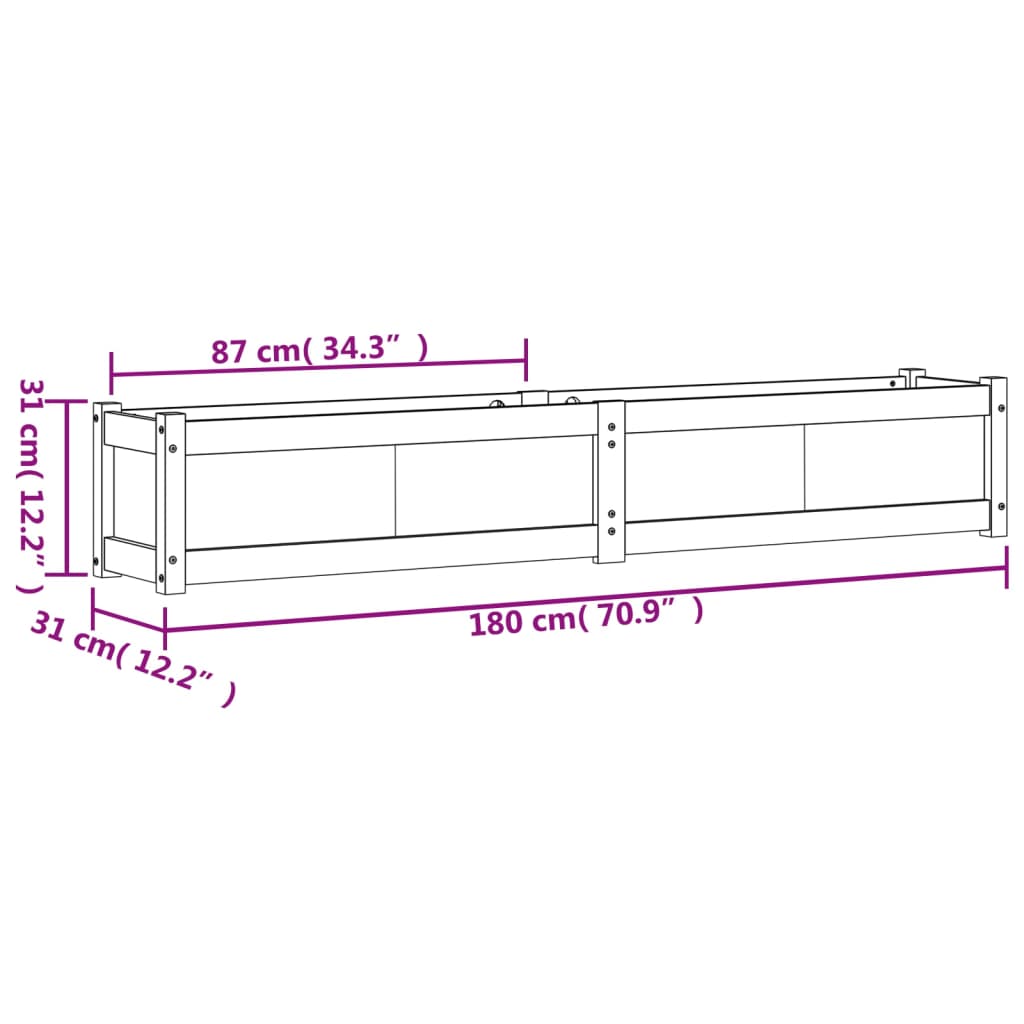Utendørs Blomsterkasse Plantekasse Tre 180x31x31 cm heltre douglasgran