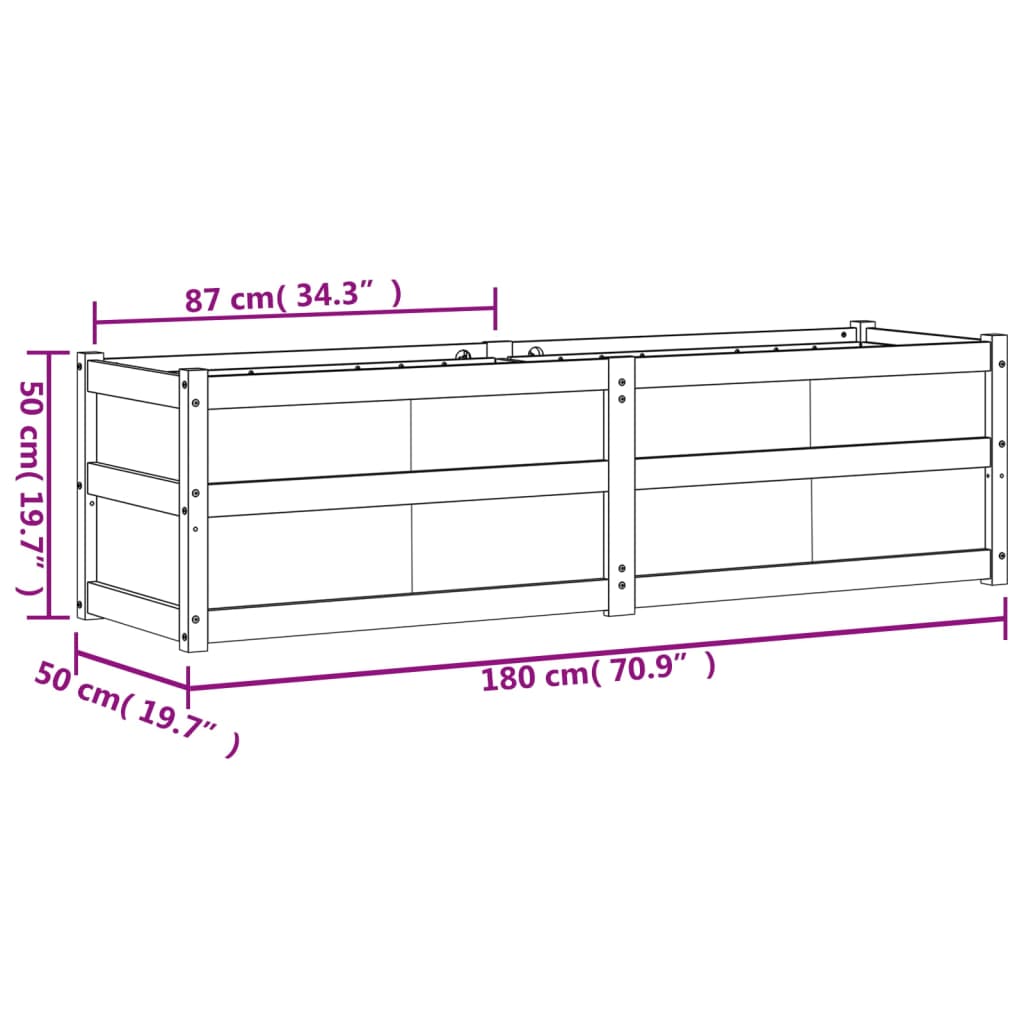 Utendørs Blomsterkasse Plantekasse Tre Hvit 180x50x50 cm heltre furu