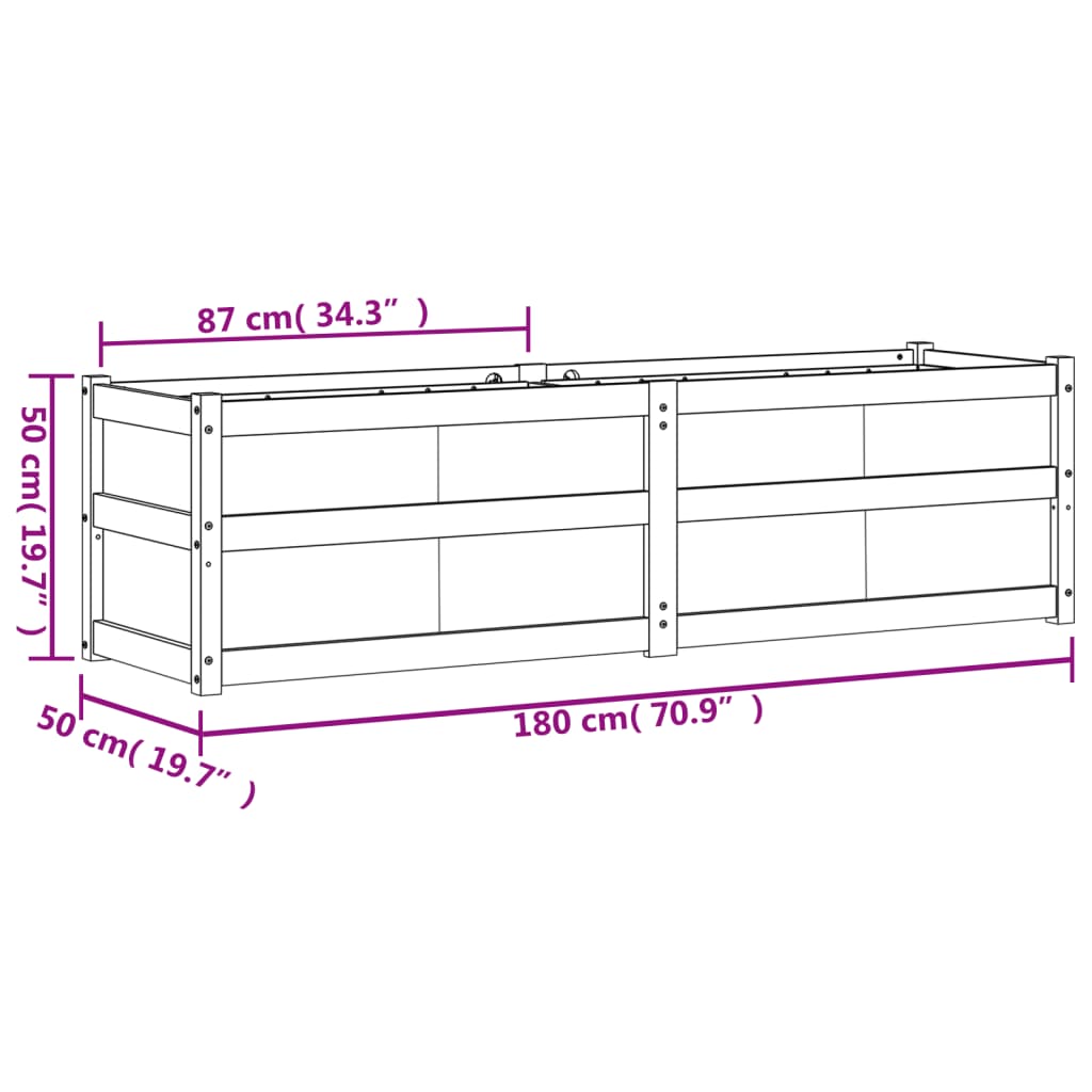 Utendørs Blomsterkasse Plantekasse Tre 180x50x50 cm heltre douglasgran