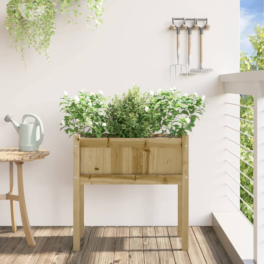 Utendørs Blomsterkasse Plantekasse Tre med ben 70x31x70 cm impregnert furu
