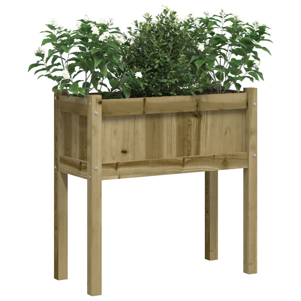 Utendørs Blomsterkasse Plantekasse Tre med ben 70x31x70 cm impregnert furu