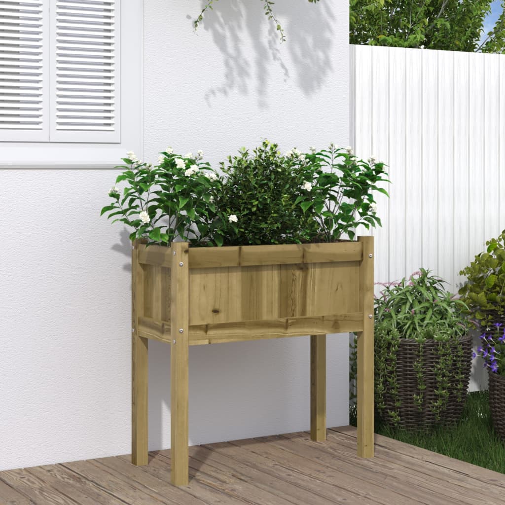 Utendørs Blomsterkasse Plantekasse Tre med ben 70x31x70 cm impregnert furu