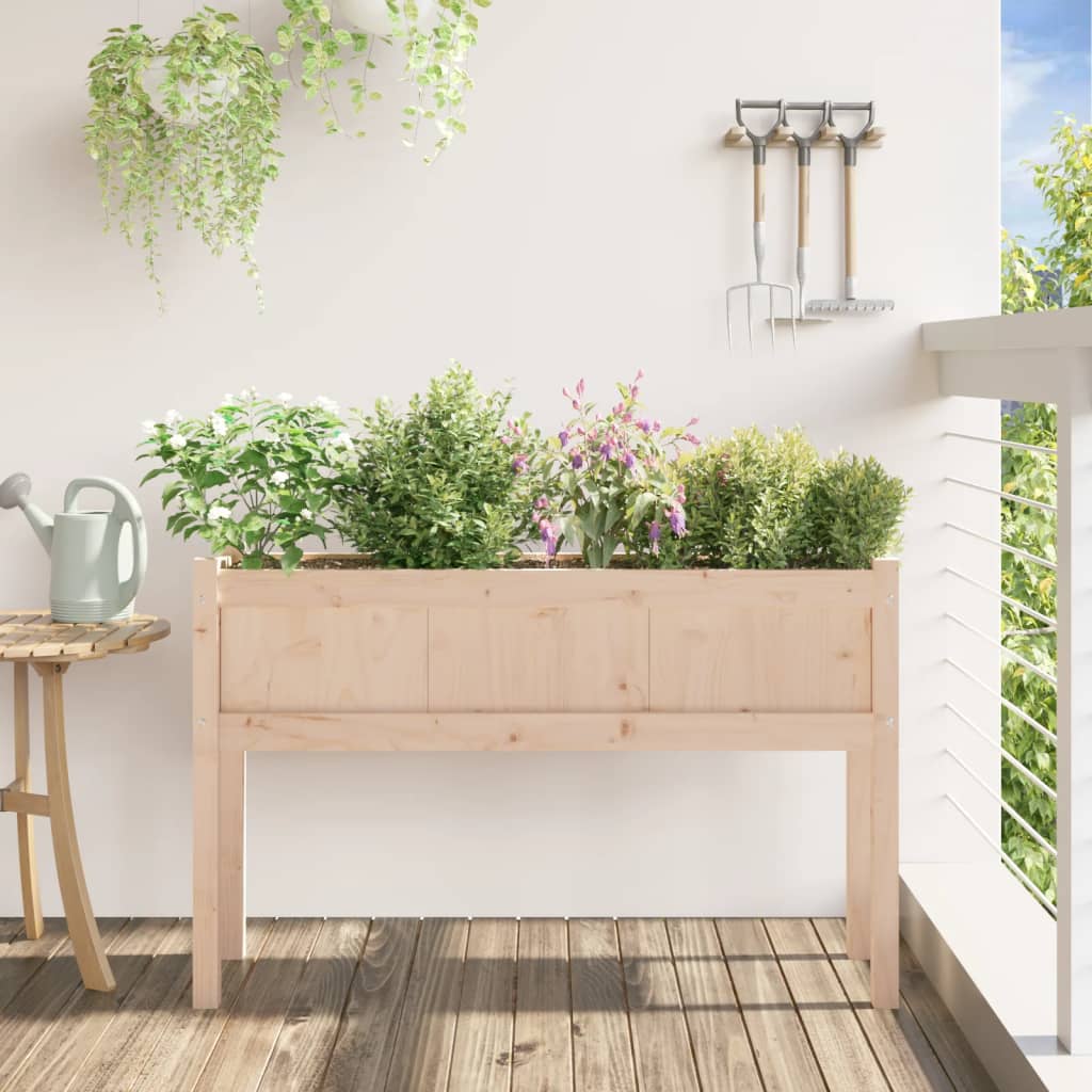 Utendørs Blomsterkasse Plantekasse Tre med ben 110x31x70 cm heltre furu