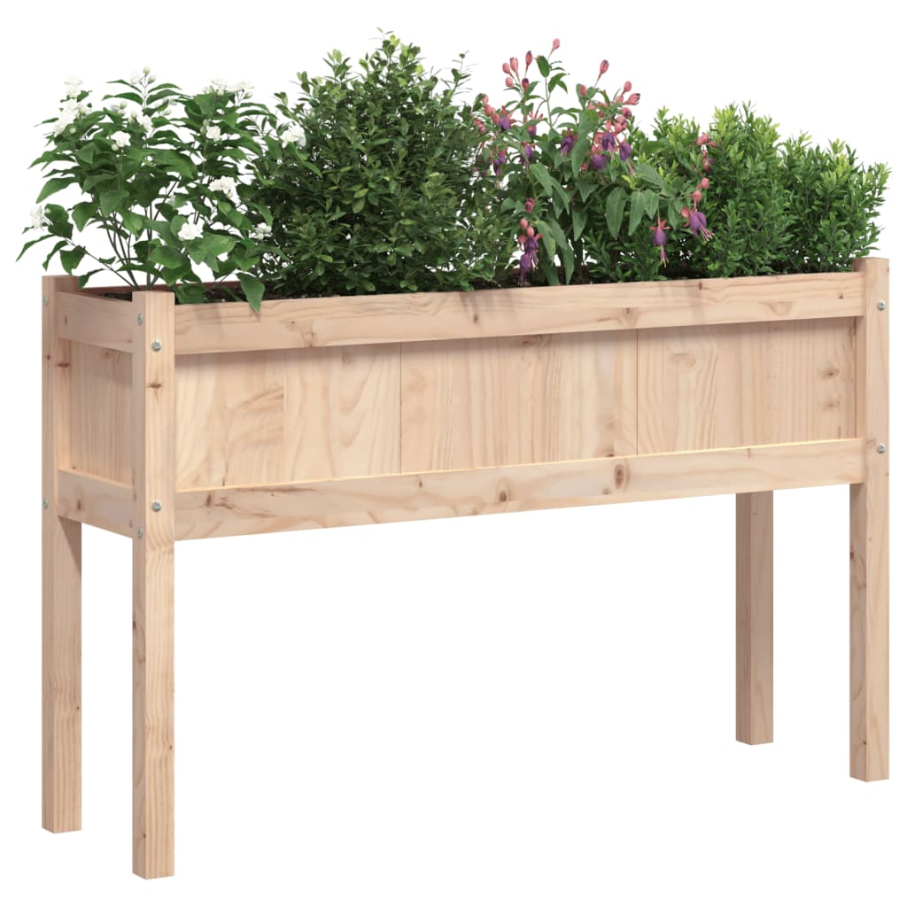 Utendørs Blomsterkasse Plantekasse Tre med ben 110x31x70 cm heltre furu