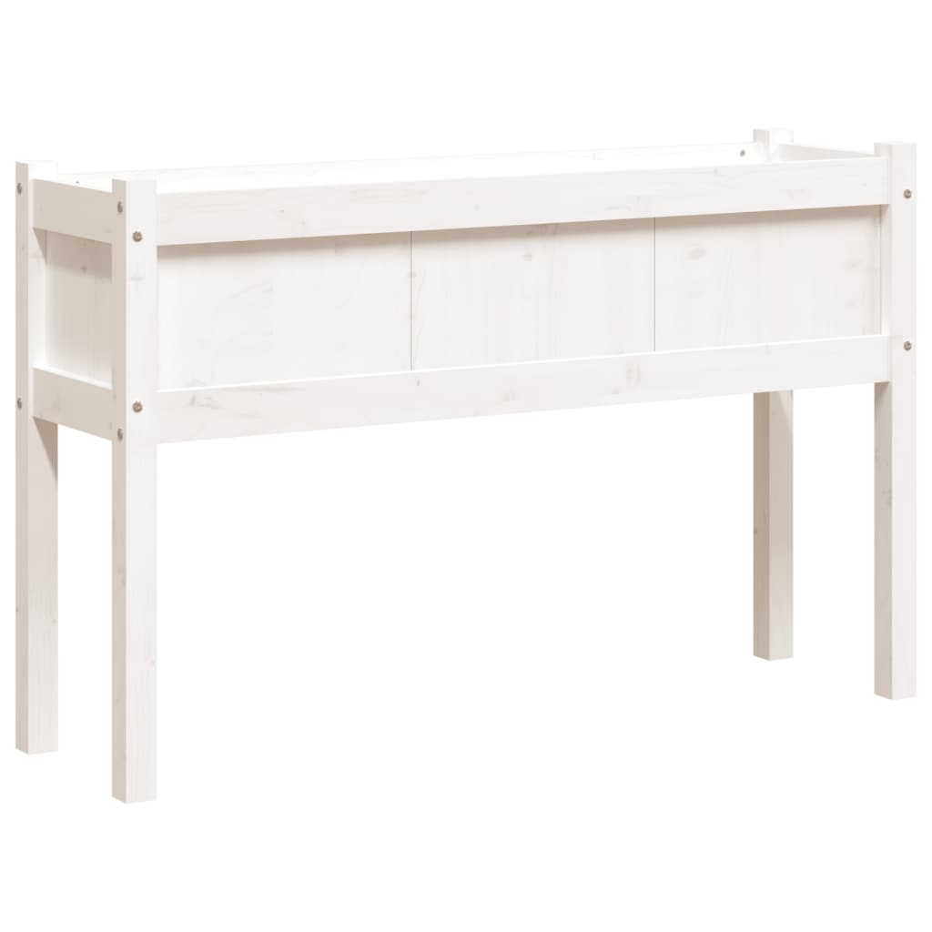 Utendørs Blomsterkasse Plantekasse Tre med ben Hvit 110x31x70 cm heltre furu