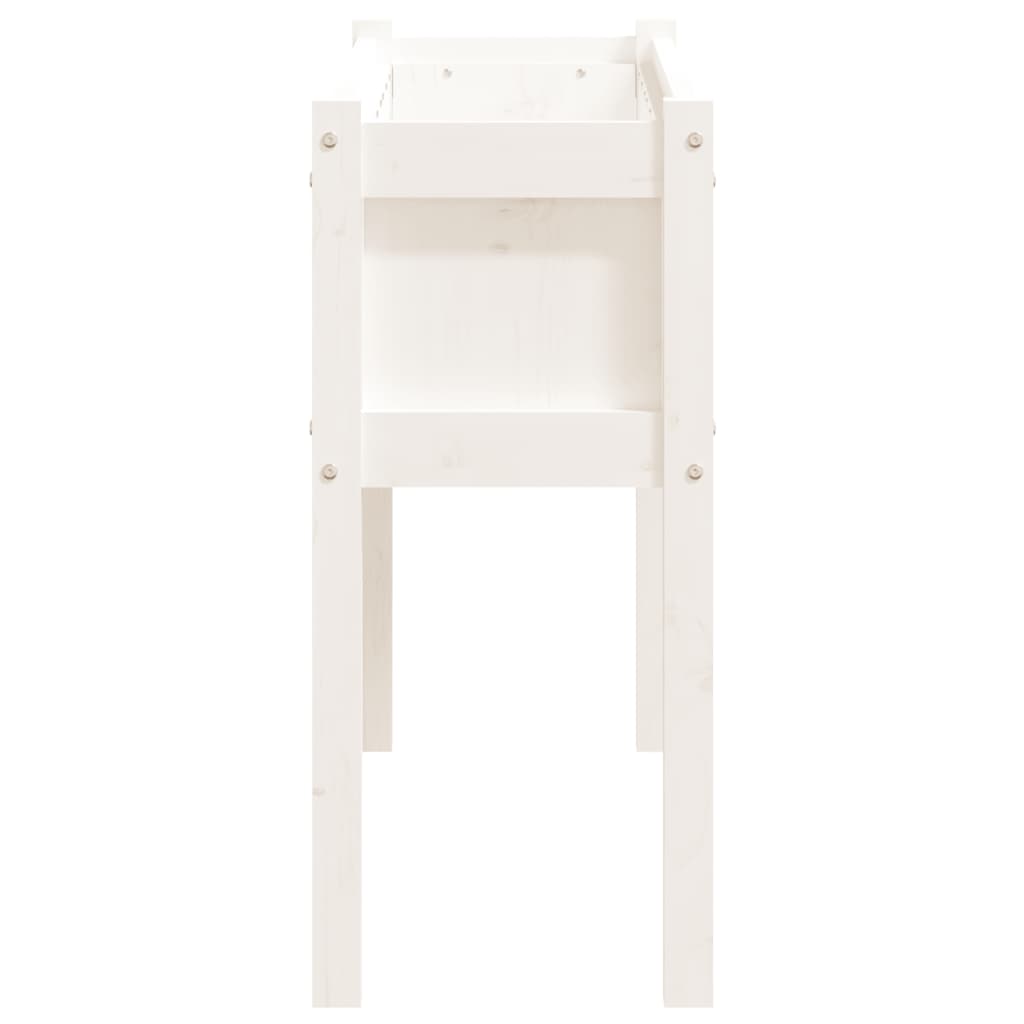 Utendørs Blomsterkasse Plantekasse Tre med ben Hvit 110x31x70 cm heltre furu