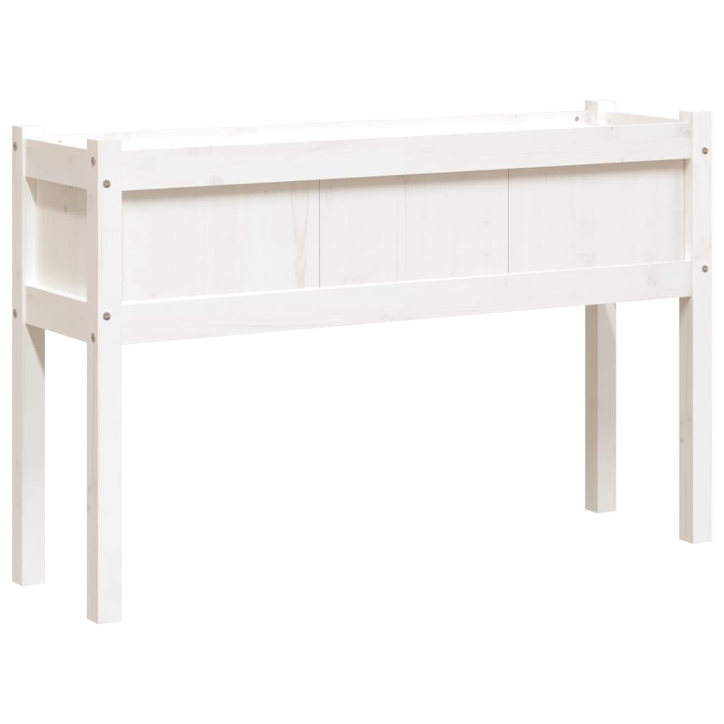 Utendørs Blomsterkasse Plantekasse Tre med ben Hvit 110x31x70 cm heltre furu