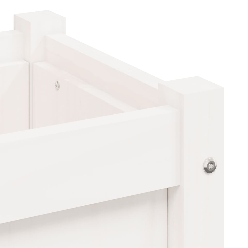 Utendørs Blomsterkasse Plantekasse Tre med ben Hvit 110x31x70 cm heltre furu