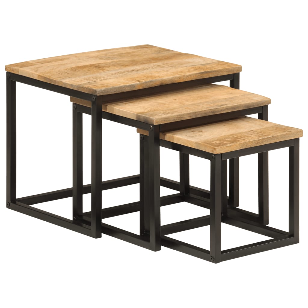 Salongbord Sofabord Tre Heltre Mango Stablebare 3 stk