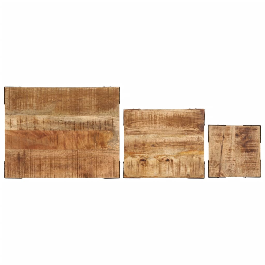 Sidebord Tre Stablebare 3 stk grovt heltre mangotre