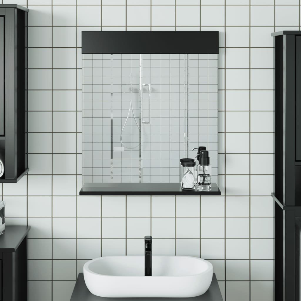 Baderomsspeil med hylle BERG svart 60x12x70 cm heltre