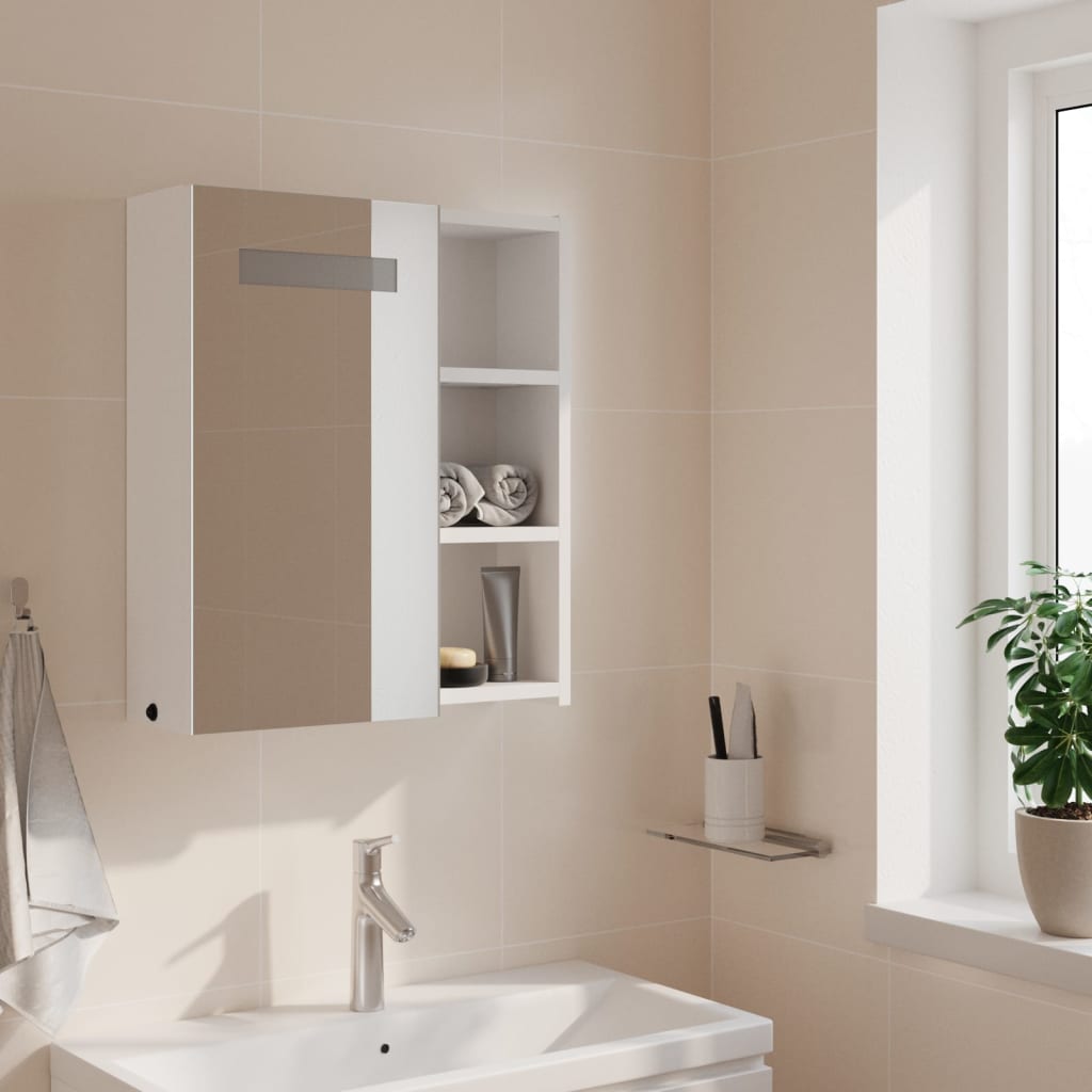 Baderomsspeilskap med LED-lys Hvit 45x13x52 cm