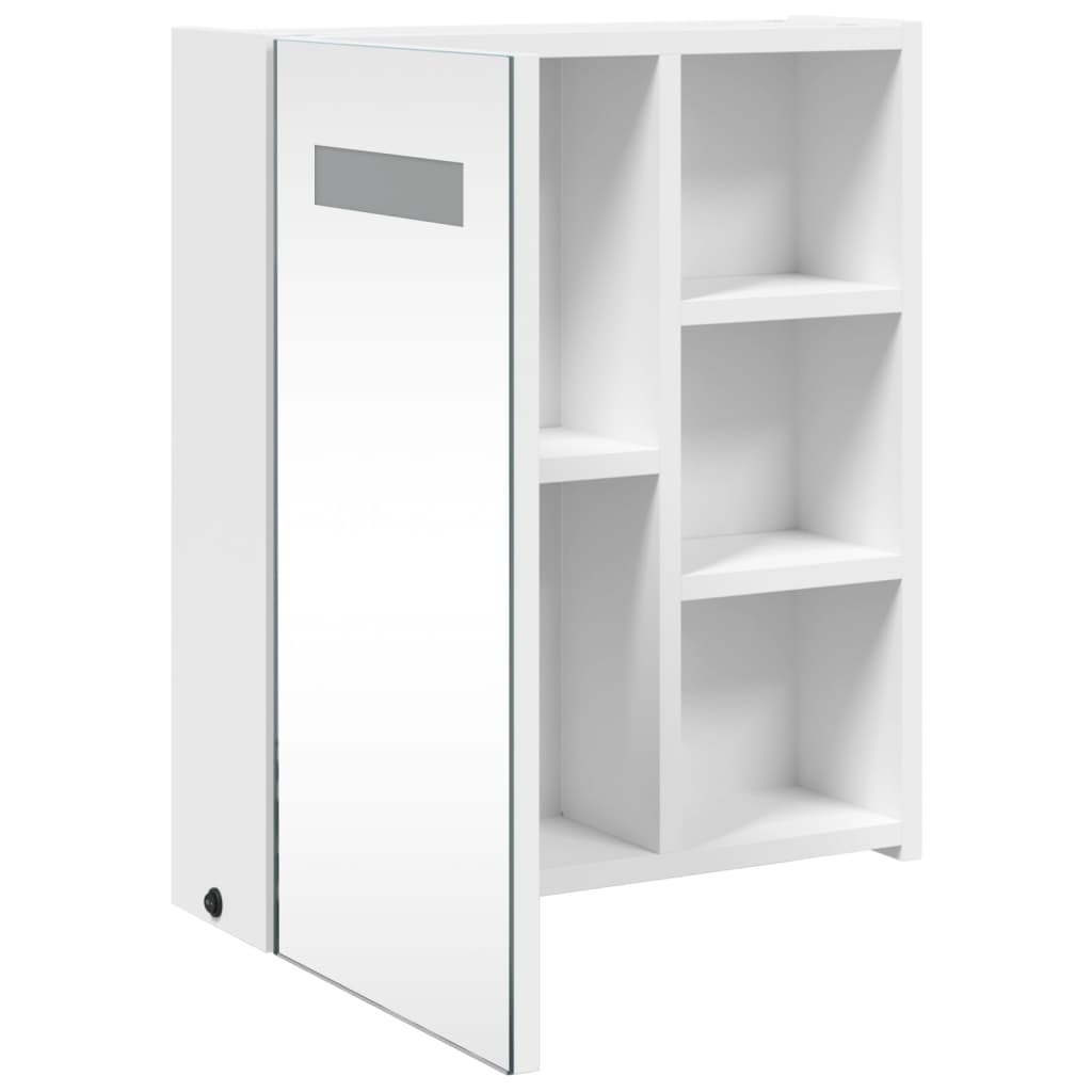 Baderomsspeilskap med LED-lys Hvit 45x13x52 cm