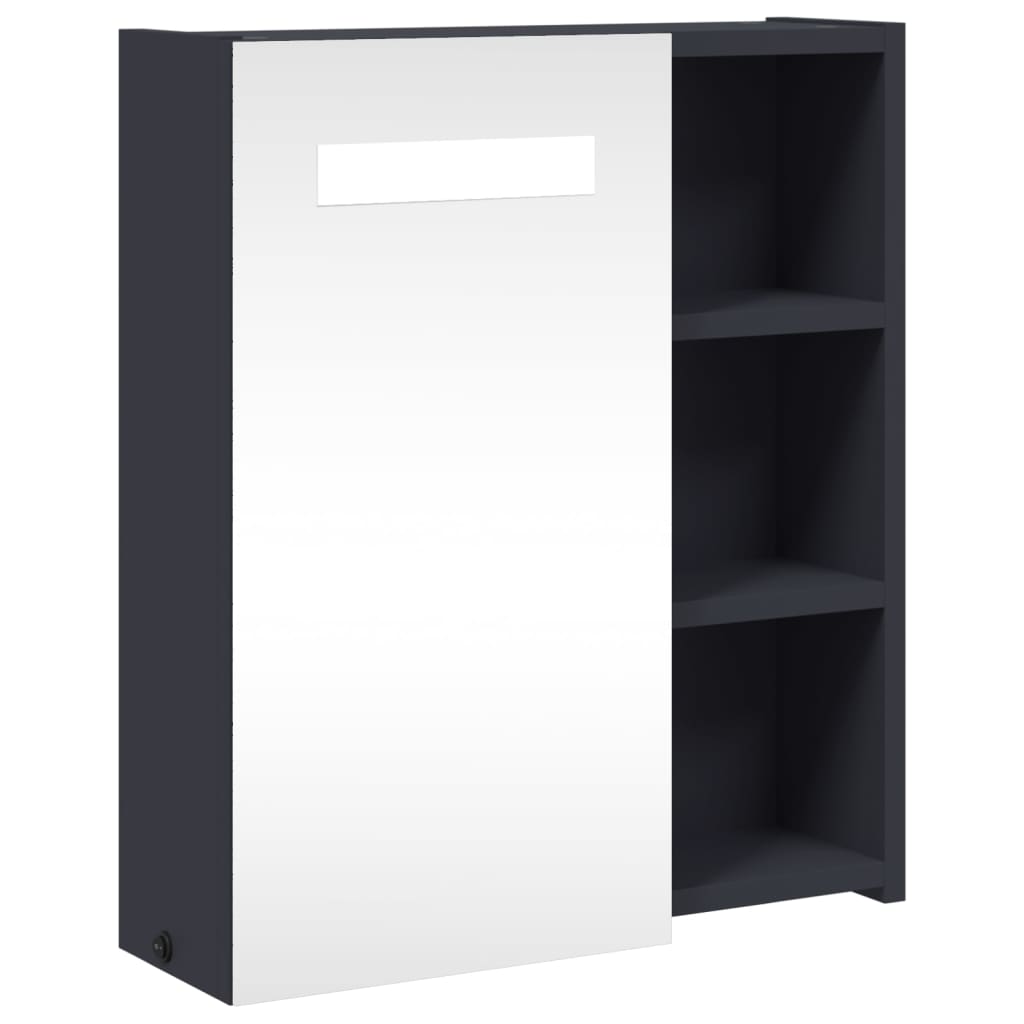 Baderomsspeilskap med LED-lys Grå 45x13x52 cm