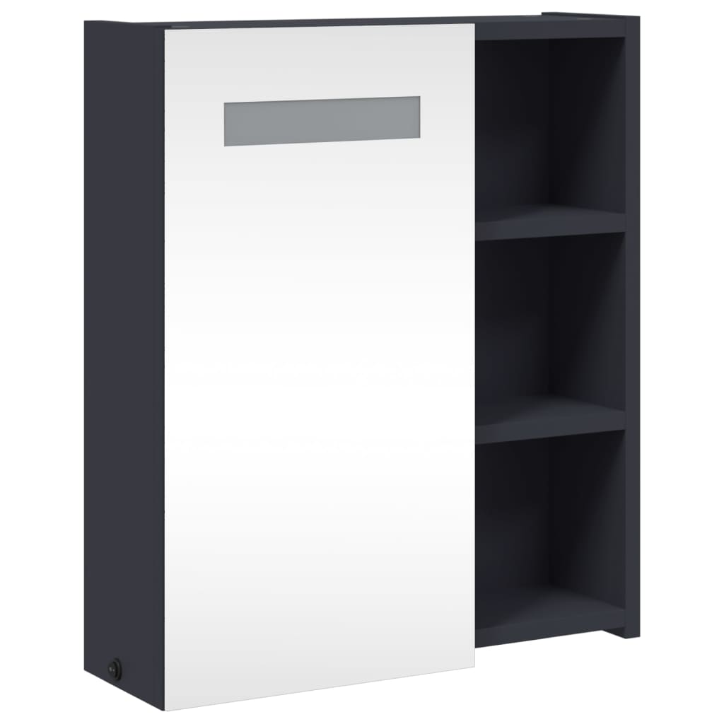 Baderomsspeilskap med LED-lys Grå 45x13x52 cm
