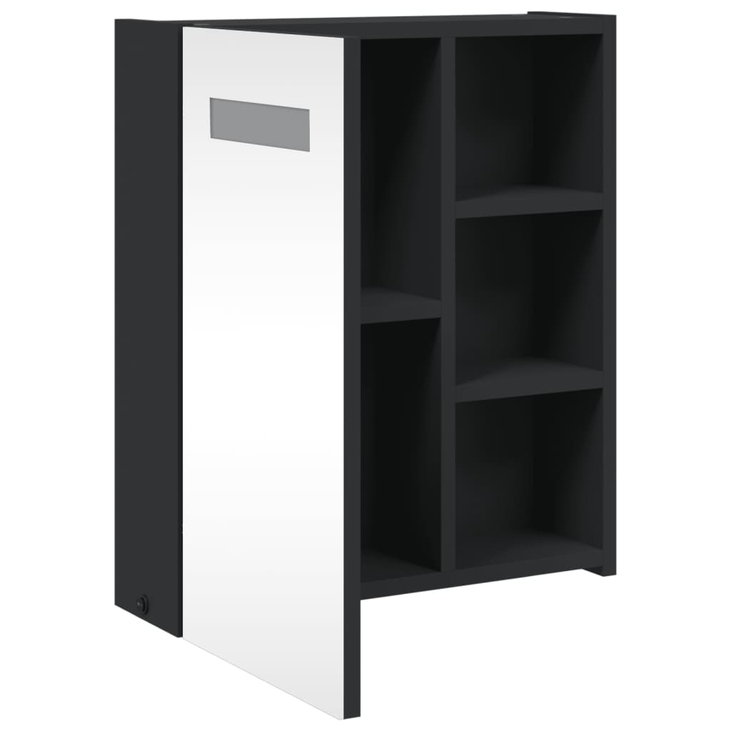 Baderomsspeilskap med LED-lys Svart 45x13x52 cm
