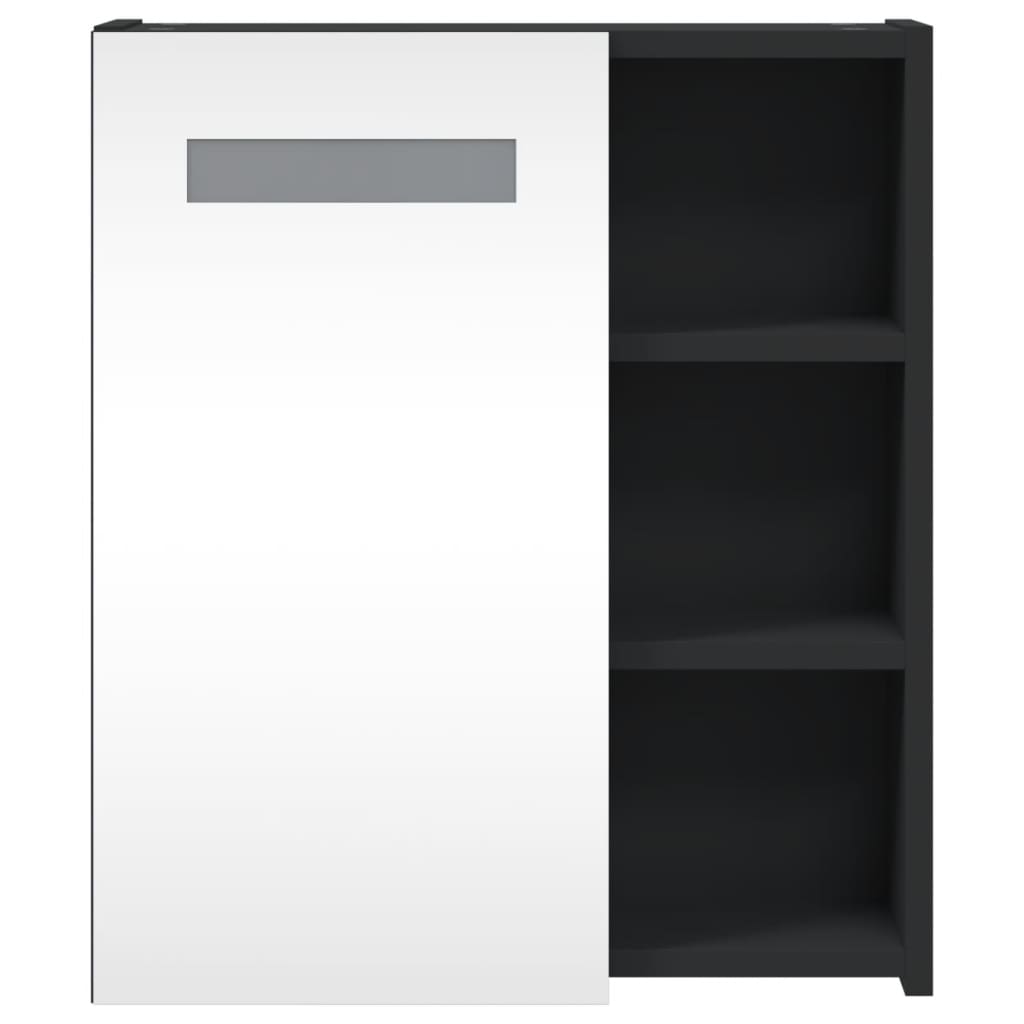 Baderomsspeilskap med LED-lys Svart 45x13x52 cm