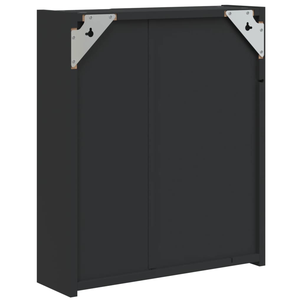 Baderomsspeilskap med LED-lys Svart 45x13x52 cm