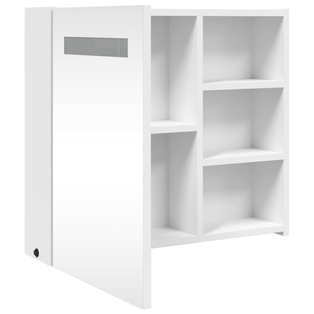 Baderomsspeilskap med LED-lys Hvit 60x13x52 cm
