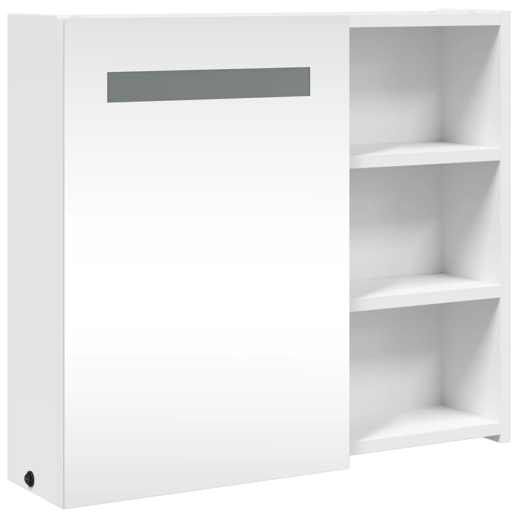 Baderomsspeilskap med LED-lys Hvit 60x13x52 cm