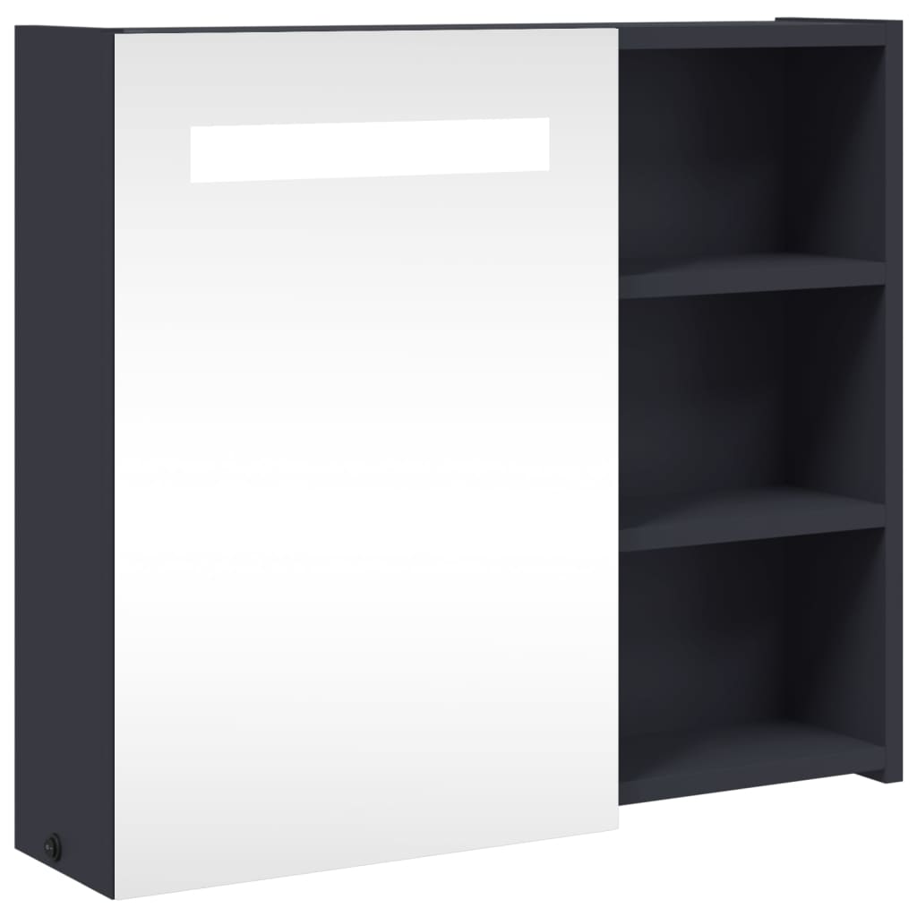 Baderomsspeilskap med LED-lys Grå 60x13x52 cm