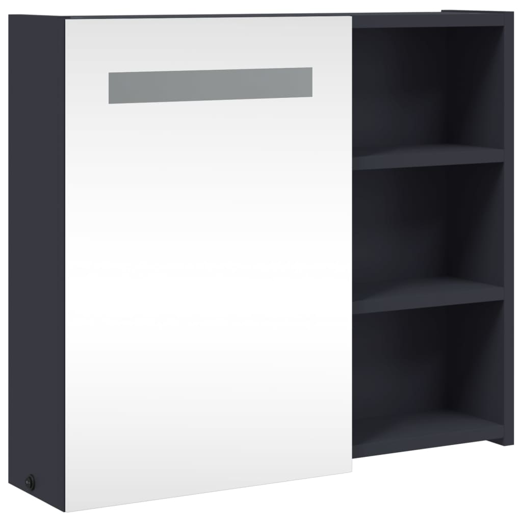 Baderomsspeilskap med LED-lys Grå 60x13x52 cm