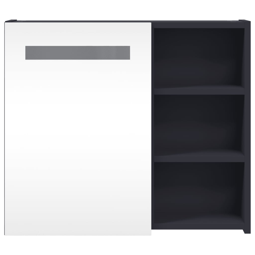 Baderomsspeilskap med LED-lys Grå 60x13x52 cm