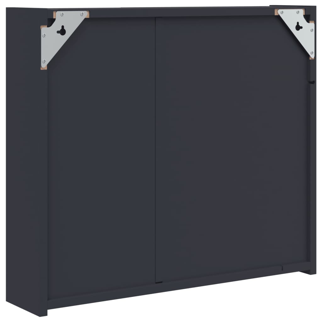 Baderomsspeilskap med LED-lys Grå 60x13x52 cm