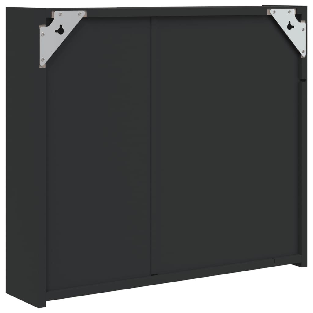 Baderomsspeilskap med LED-lys Svart 60x13x52 cm