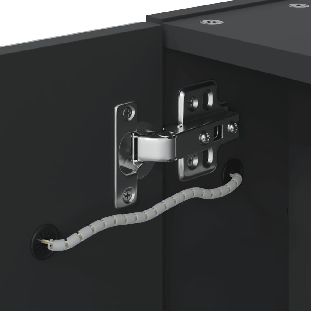 Baderomsspeilskap med LED-lys Svart 60x13x52 cm