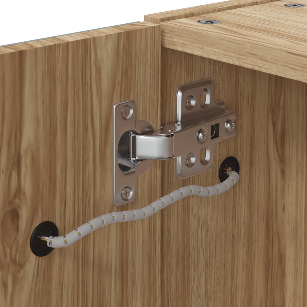 Baderomsspeilskap med LED-lys Eik 60x13x52 cm