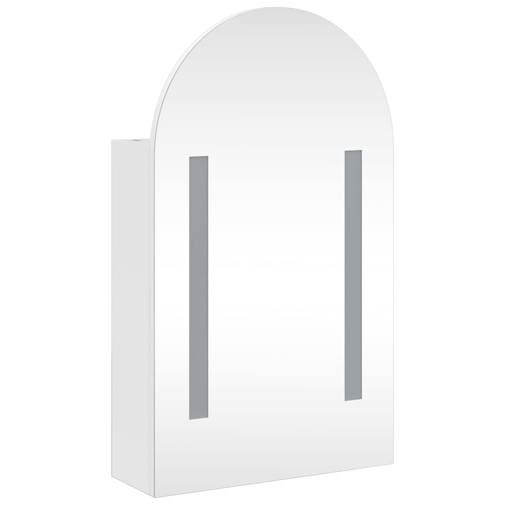 Baderomsspeilskap med LED-lys buet Hvit 42x13x70 cm