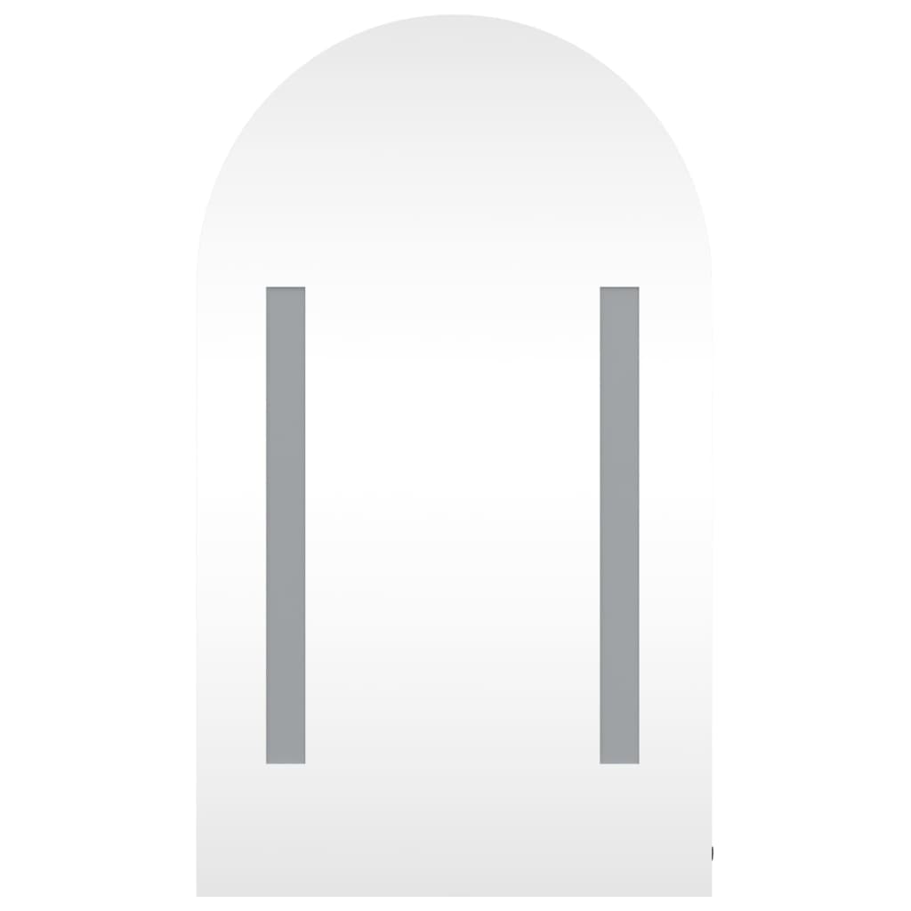 Baderomsspeilskap med LED-lys buet Hvit 42x13x70 cm