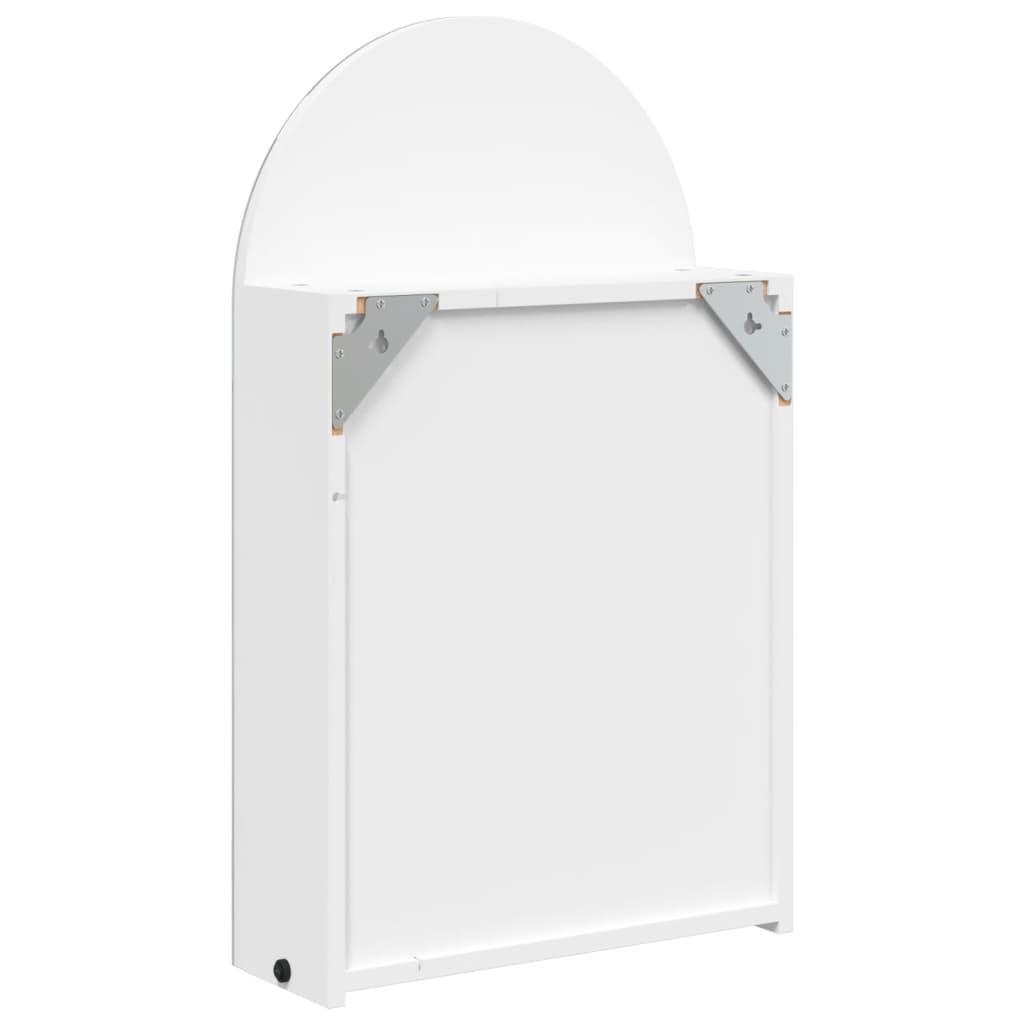 Baderomsspeilskap med LED-lys buet Hvit 42x13x70 cm