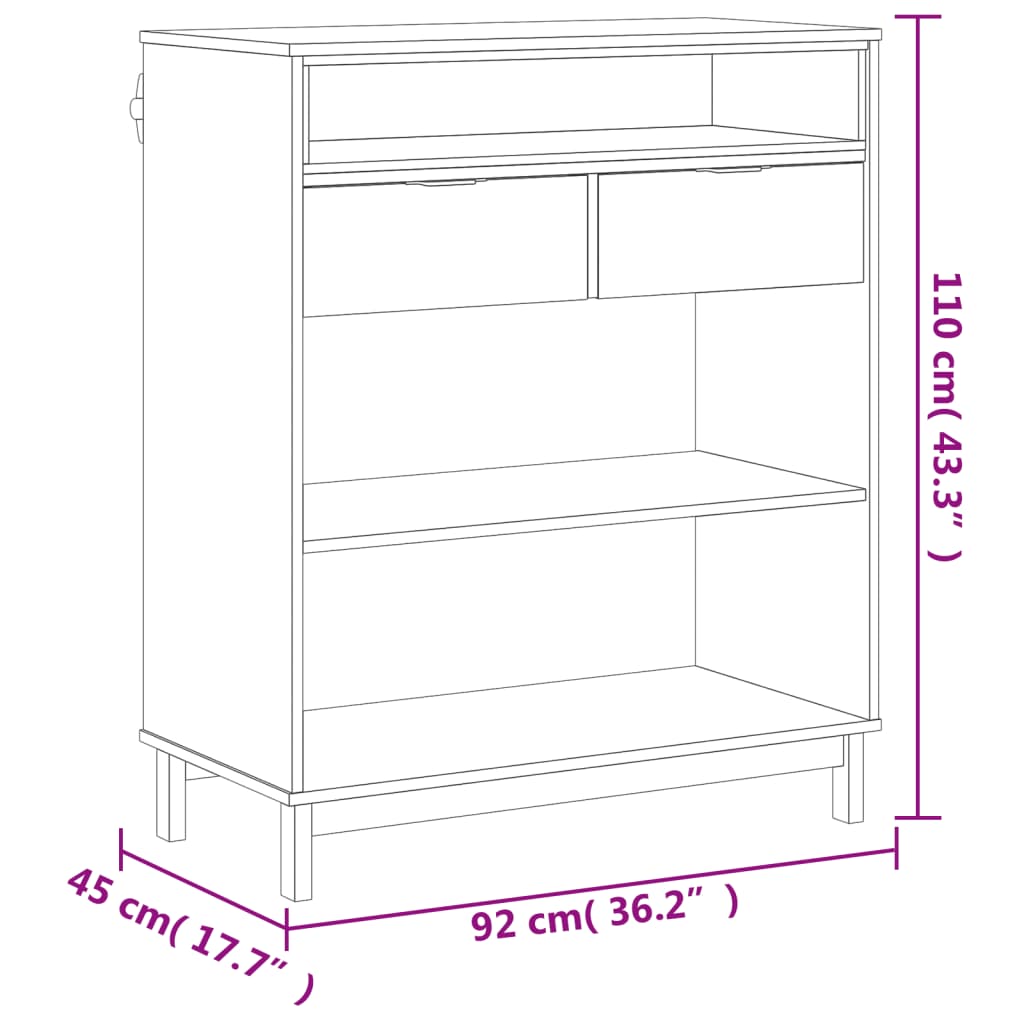 Barbord FLAM 92x45x110 cm heltre furu