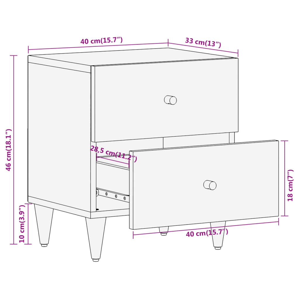 Nattbord Sengbord Tre 40x33x46 cm heltre mango