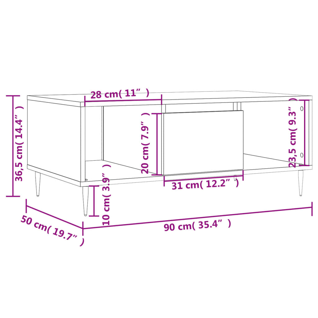 Salongbord Sofabord Svart 90x50x36,5 cm