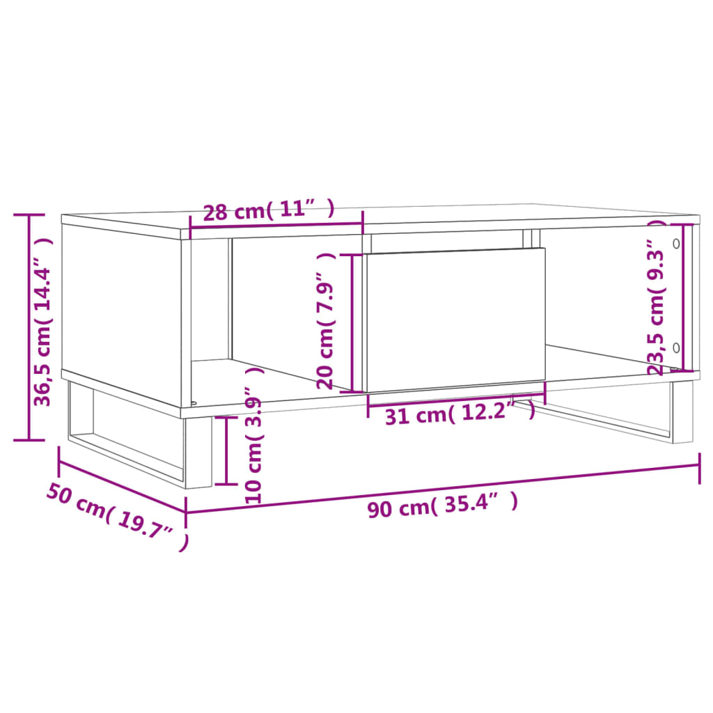 Salongbord Sofabord Svart 90x50x36,5 cm