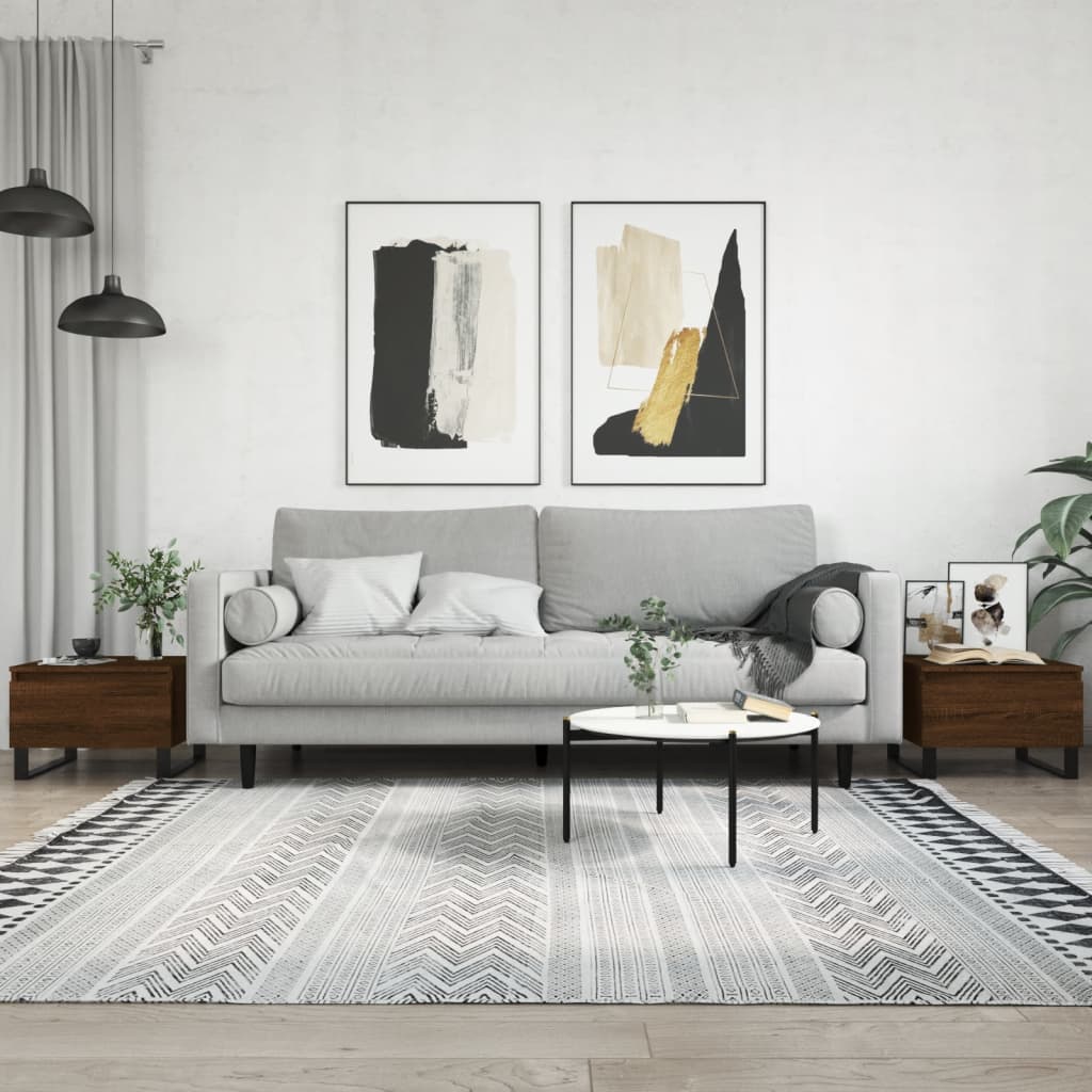 Salongbord Sofabord Brun Eik 2 stk 50x46x35 cm