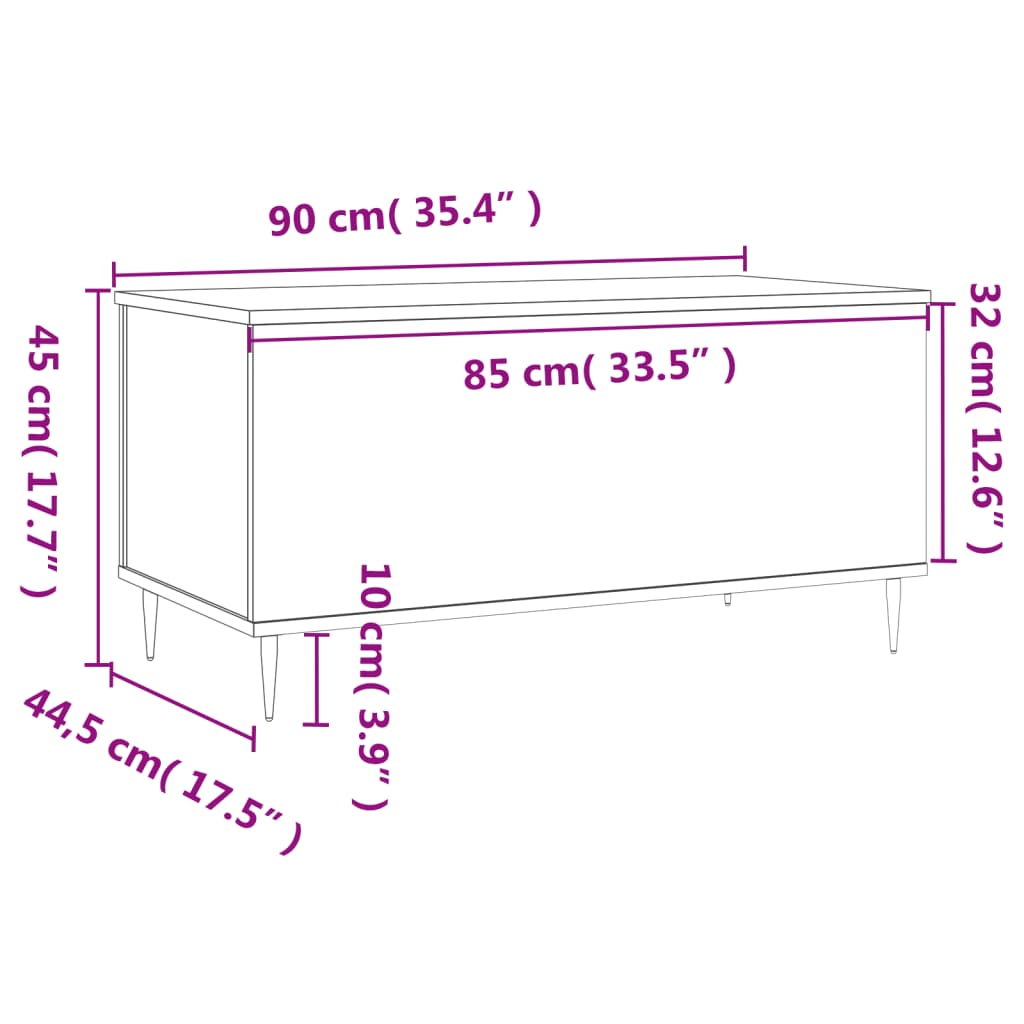 Salongbord Sofabord Svart 90x44,5x45 cm