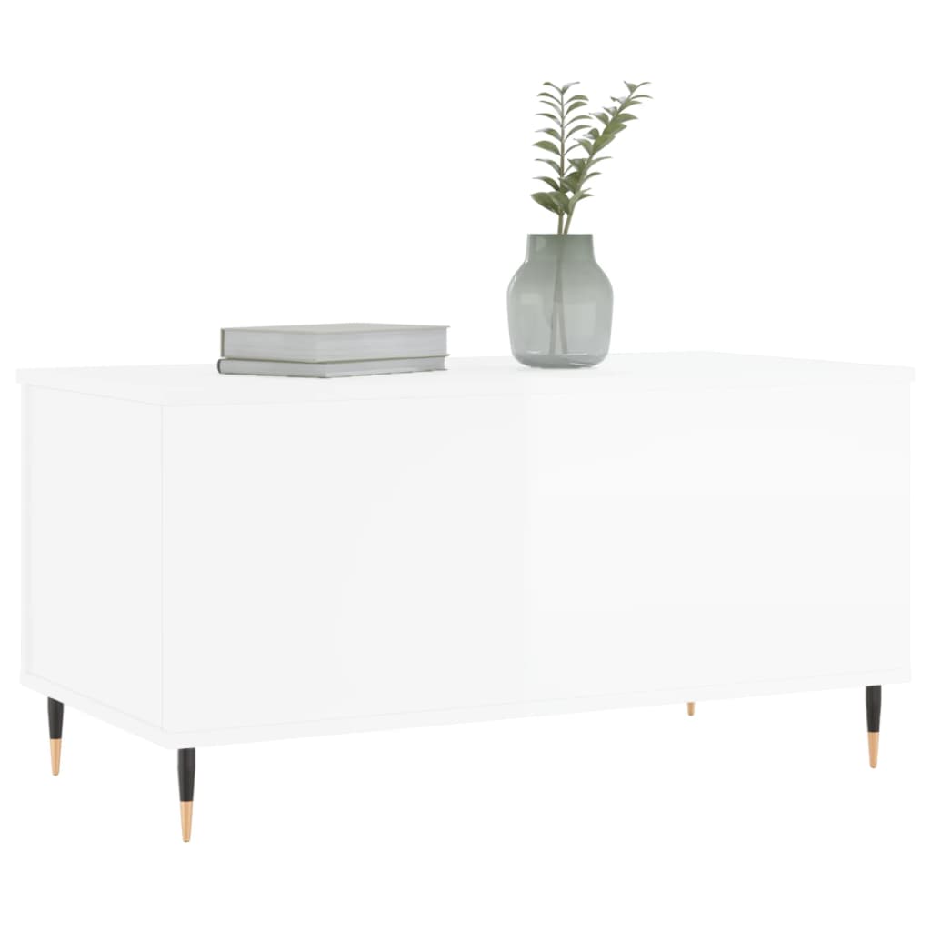 Salongbord Sofabord Høyglans Hvit 90x44,5x45 cm