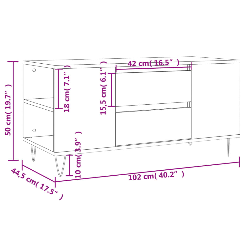 Salongbord Sofabord Svart 102x44,5x50 cm
