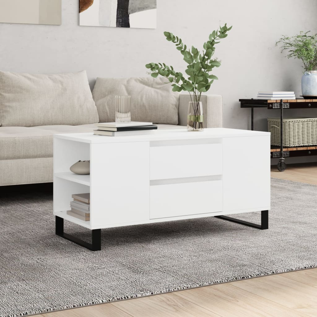 Salongbord Sofabord Hvit 102x44,5x50 cm